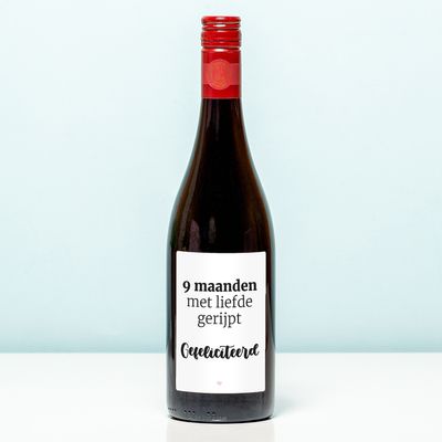 Wijnfles 9 Maanden Met Liefde Gerijpt - Rood (Merlot)