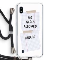 No Girls Allowed Unless: Samsung Galaxy A10 Transparant Hoesje met koord