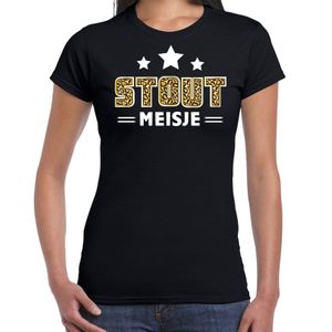 Verkleed t-shirt voor dames - Stout meisje - zwart - carnaval/themafeest