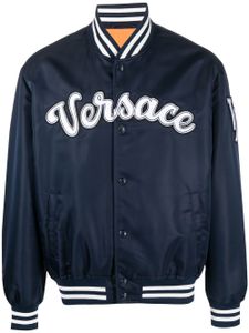 Versace veste bomber à logo appliqué - Bleu