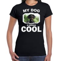 Honden liefhebber shirt teckels my dog is serious cool zwart voor dames 2XL  -
