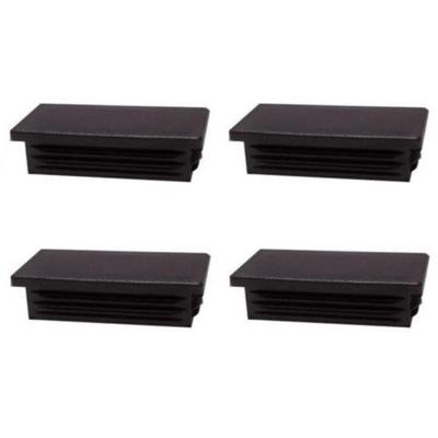 Inslagdop/meubeldop zwart rechthoek 10 bij 5 cm en hoogte 0,4 cm van kunststof - 4 stuks