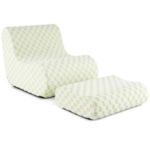Luie Stoel Set met Voetenbankje Antislip Stoelbodem Afneembare en Wasbare Pluche Stoelhoes