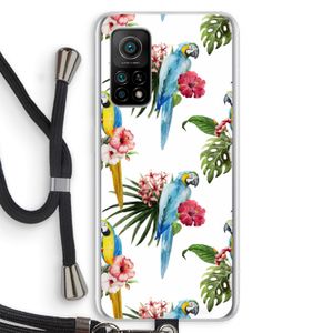 Kleurrijke papegaaien: Xiaomi Mi 10T 5G Transparant Hoesje met koord