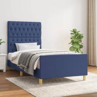 Bedframe zonder matras 100x200 cm stof blauw