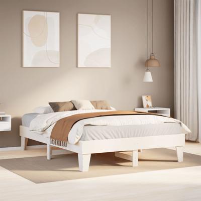 Bedframe zonder matras massief grenenhout wit 140x190 cm
