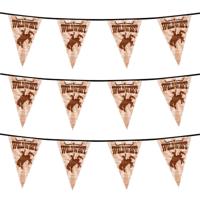 Vlaggenlijn cowboy Wilde Westen thema print - 3x - plastic - 6 meter