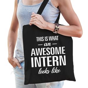 Zwart cadeau tas awesome intern / geweldige stagiair voor dames en heren   -