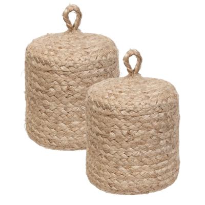 Atmosphera Deurstopper - 2x - 1 kg - beige - stof - jute gewicht - 15 cm - deurstop
