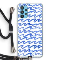 Blauwe golven: Samsung Galaxy A32 4G Transparant Hoesje met koord - thumbnail