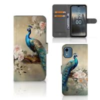 Telefoonhoesje | Met pasjeshouder | voor Nokia C12 Vintage Pauwen