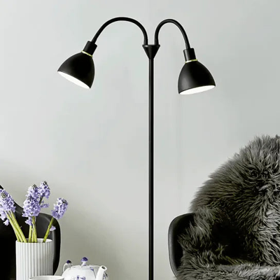 Vloerlamp met twee kappen zwart Nordlux &apos;Ray Double&apos; zwart modern E14 fitting 155cm