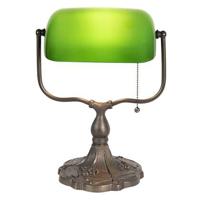 Clayre & Eef Bureaulamp Bankierslamp 27x20x36 cm Groen Bruin Metaal - thumbnail