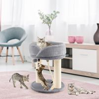 Krabpaal Klein 4-in-1 Kattenboom Katten Kattenmeubilair Klimboom Activiteitenboom Speelboom Grijs