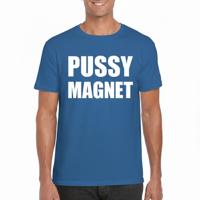Foute party T-shirt voor heren - Pussy magnet - blauw - feestkleding