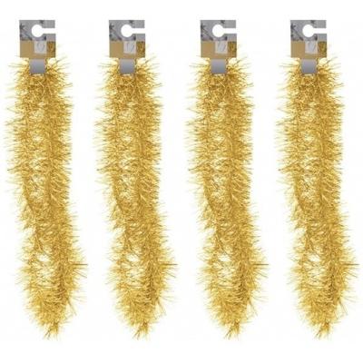 Kerst folieslinger - 4x - goud - 180 cm - tinsel - kerstslinger - kerstboomslinger