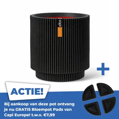 Vaas cylinder groove nl 36x38cm zwart Vaas cylinder groove nl 36x38cm zwart