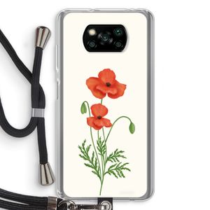 Red poppy: Xiaomi Poco X3 NFC Transparant Hoesje met koord