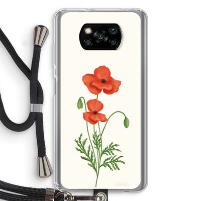 Red poppy: Xiaomi Poco X3 NFC Transparant Hoesje met koord