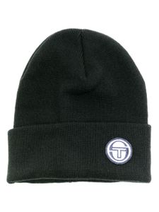 Sergio Tacchini bonnet en maille nervurée à patch logo - Noir