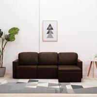 Slaapbank driezits modulair kunstleer bruin