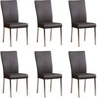 Set van 6 Donkergrijze leren moderne eetkamerstoelen Daily - poot vierkant rvs - Toledo Leer Antracite (donkergrijs leer) Set van 6 Donkergrijze leren moderne eetkamerstoelen Daily - poot vierkant rvs - Toledo Leer Antracite (donkergrijs leer)