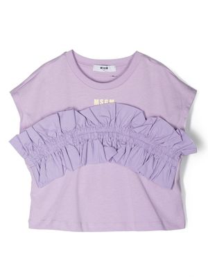 MSGM Kids t-shirt en coton à volants - Violet