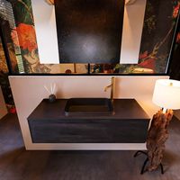 Badkamermeubelset Mondiaz Erin 120 cm met 1 Lade met RIDGE Wastafel Midden Urban met 1 kraangat Greeploos Mat Antracite