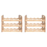 Wijnrek voor 4x flessen - 6x - hout kleur - stapelbaar - 45 x 22 x 12 cm