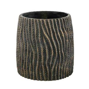 PTMD Numayla Black cement pot wavy pattern round XL