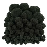 Pompons - 200x - zwart - 10-45 mm - hobby/knutsel materialen