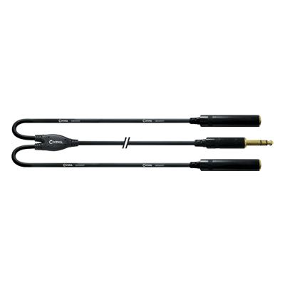 Cordial CFY0.3VKK Y-Adapterkabel Splitkabel Stereo Jack Male naar 2x Jack Female 30cm