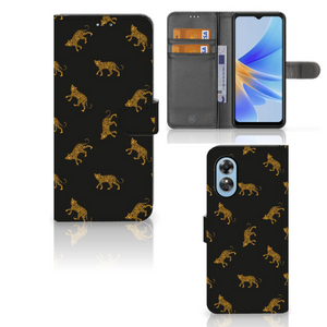 Telefoonhoesje met Pasjes voor OPPO A17 Leopards