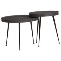 Salontafel 2 stuks Zwart bewerkt hout