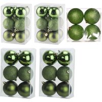 Kerstversiering set kerstballen appelgroen 6 - 8 - 10 cm - 40x stuks