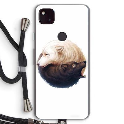 Yin Yang Wolves: Pixel 4a 5G Transparant Hoesje met koord