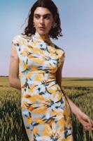 Kokerjurk bloemen - ORANGE - M