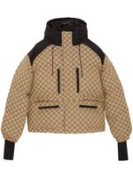 Gucci GG-canvas cropped puffer jacket - Marron