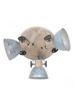 Steinhauer Industriële plafondlamp Gearwood 3-lichts zinkgrijs met hout 3063NI
