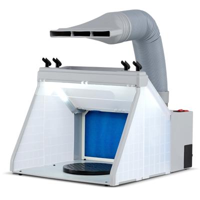 Draagbare Spuitcabine met 3 LED-Lampen en 19 cm Draaiplateau Verfstation met Ventilatorfilter voor Verfpistolen