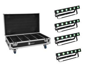 EUROLITE Set 4x AKKU Bar-6 QCL + Flightcase with charging function