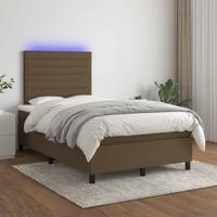 Boxspring met matras en LED stof donkerbruin 120x200 cm