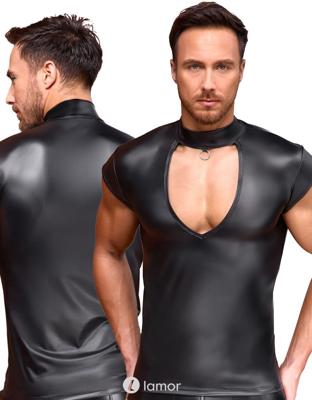* NEK Shirt met V-Cut-out & frontring, NK2161818