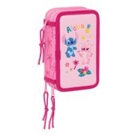 Driedubbele Pennenzak Lilo & Stitch Chill Roze Munt 12,5 x 19,5 x 5,5 cm 37 Onderdelen