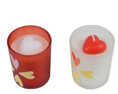 Kaars in glas H6.8cm hart