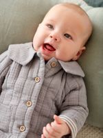 Babyvestje van katoengaas om te personaliseren jeansblauw - thumbnail