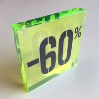 Acryl kortingsblok -60% fluor groen