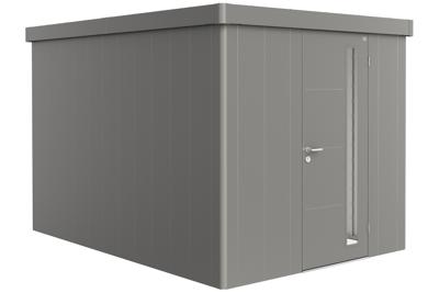 Biohort Metalen tuinhuis Neo - Enkele deur - Kwartsgrijs - 4B (236x348 cm)- Plat dak- Metaal- Biohort