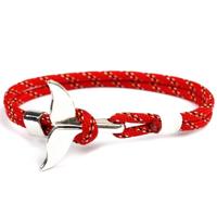 Whale staart anker charme nautische Survival touw ketting armbanden (rood)