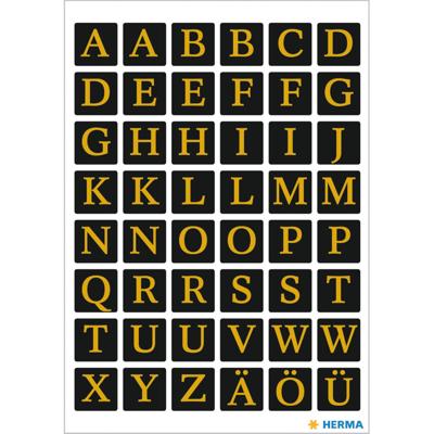 Hema Stickervellen - 96x Letter stickers - alfabet - zwart/goud - 13 mm